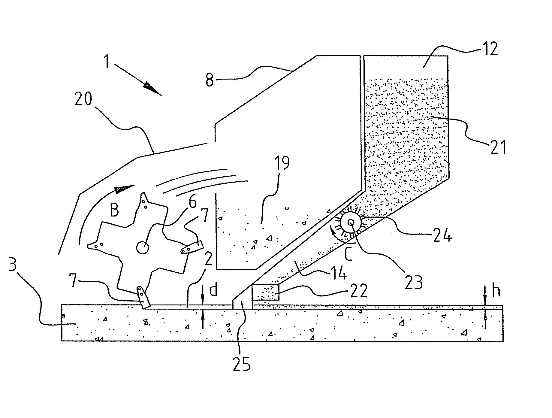 Device for cutting slits in a surface