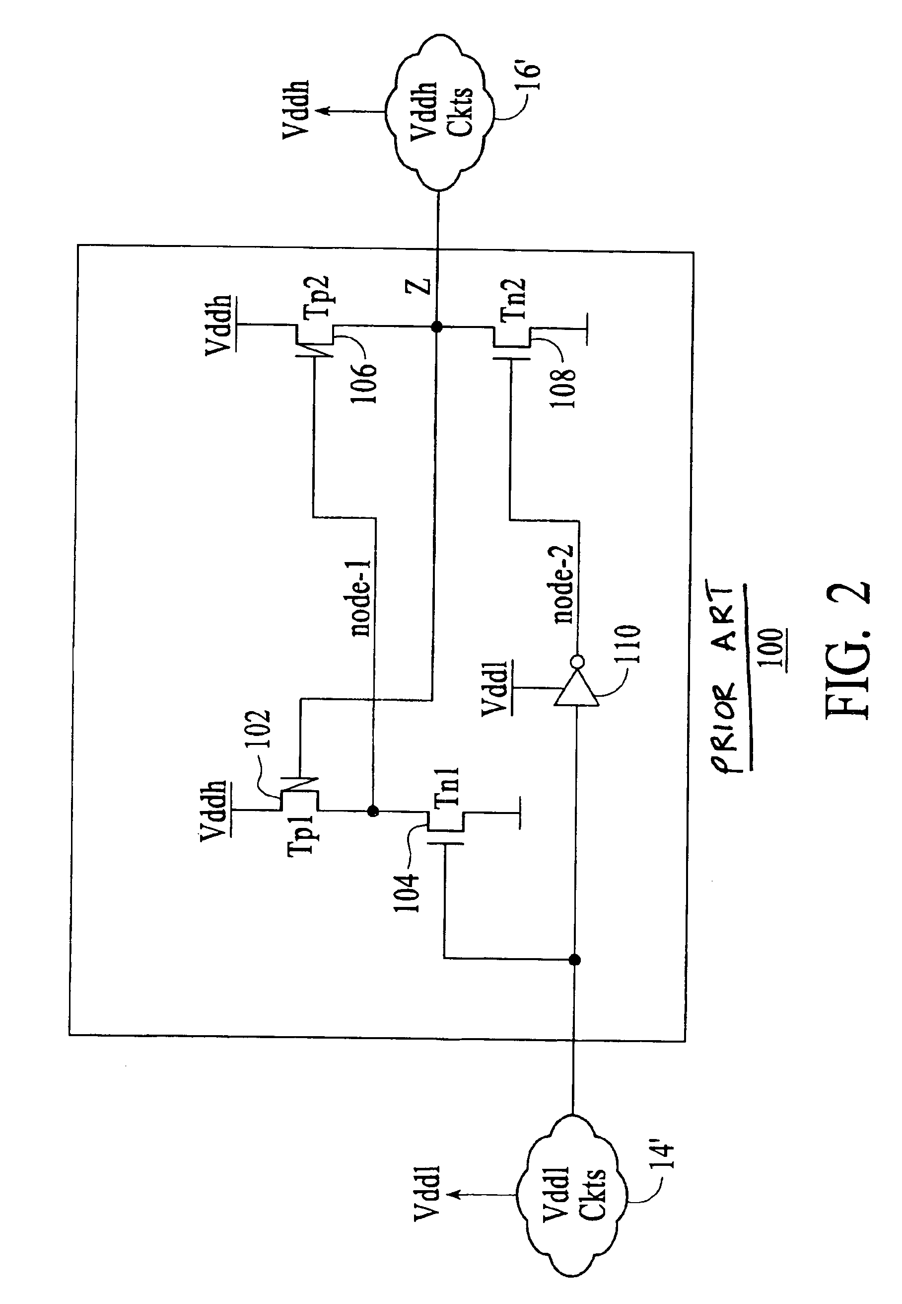 Level translator circuit for power supply disablement