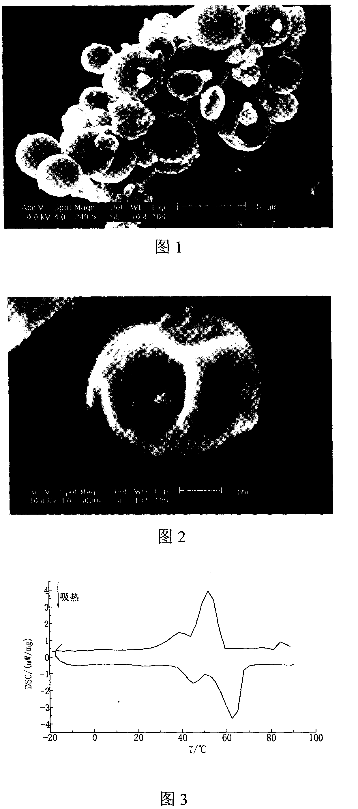 Double shell microcapsule phase change material with paraffin compound as core and its preparing process