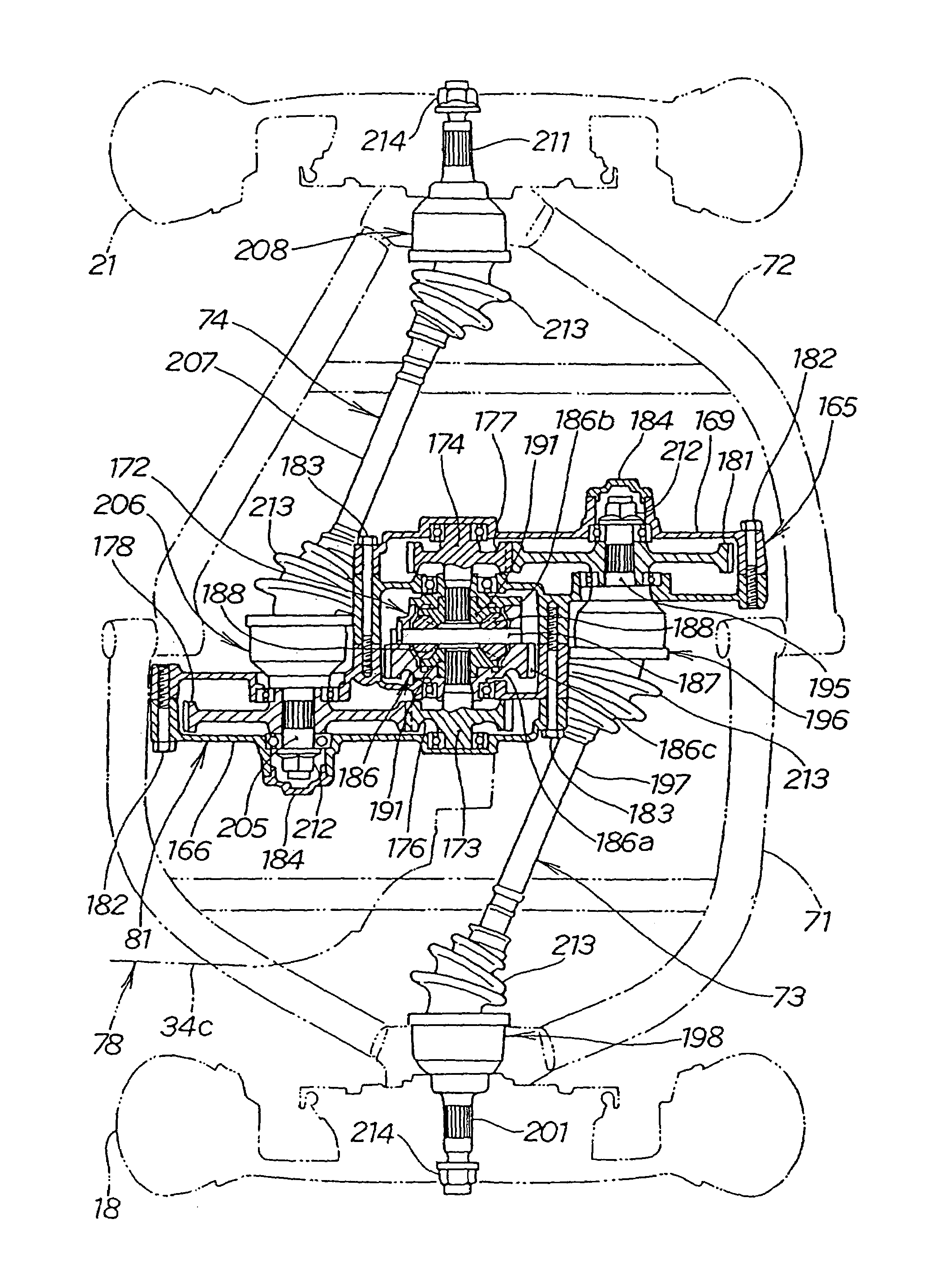 Reinforcing support structure for a three-wheeled motor vehicle, and three-wheeled motor vehicle incorporating same