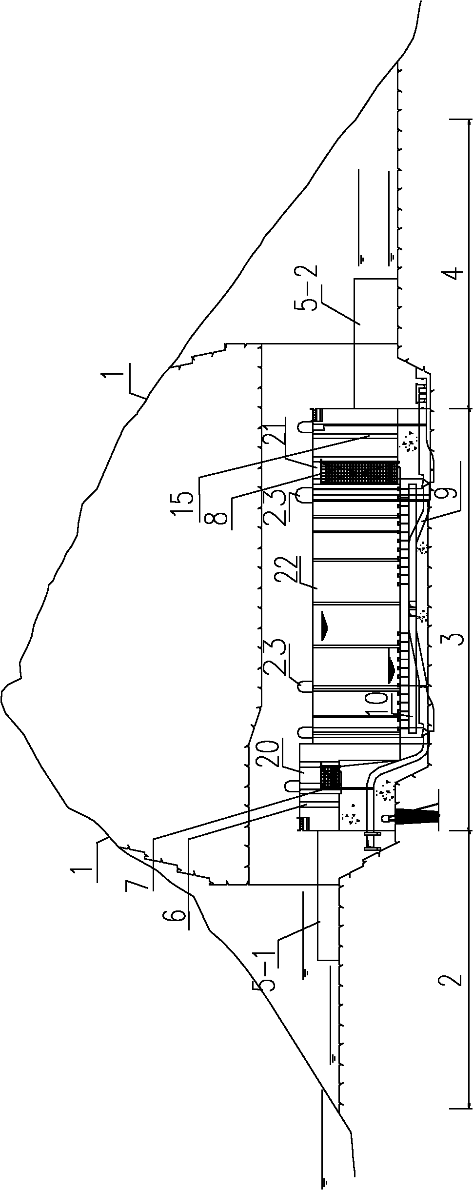 Underground shiplock arranged in mountain body