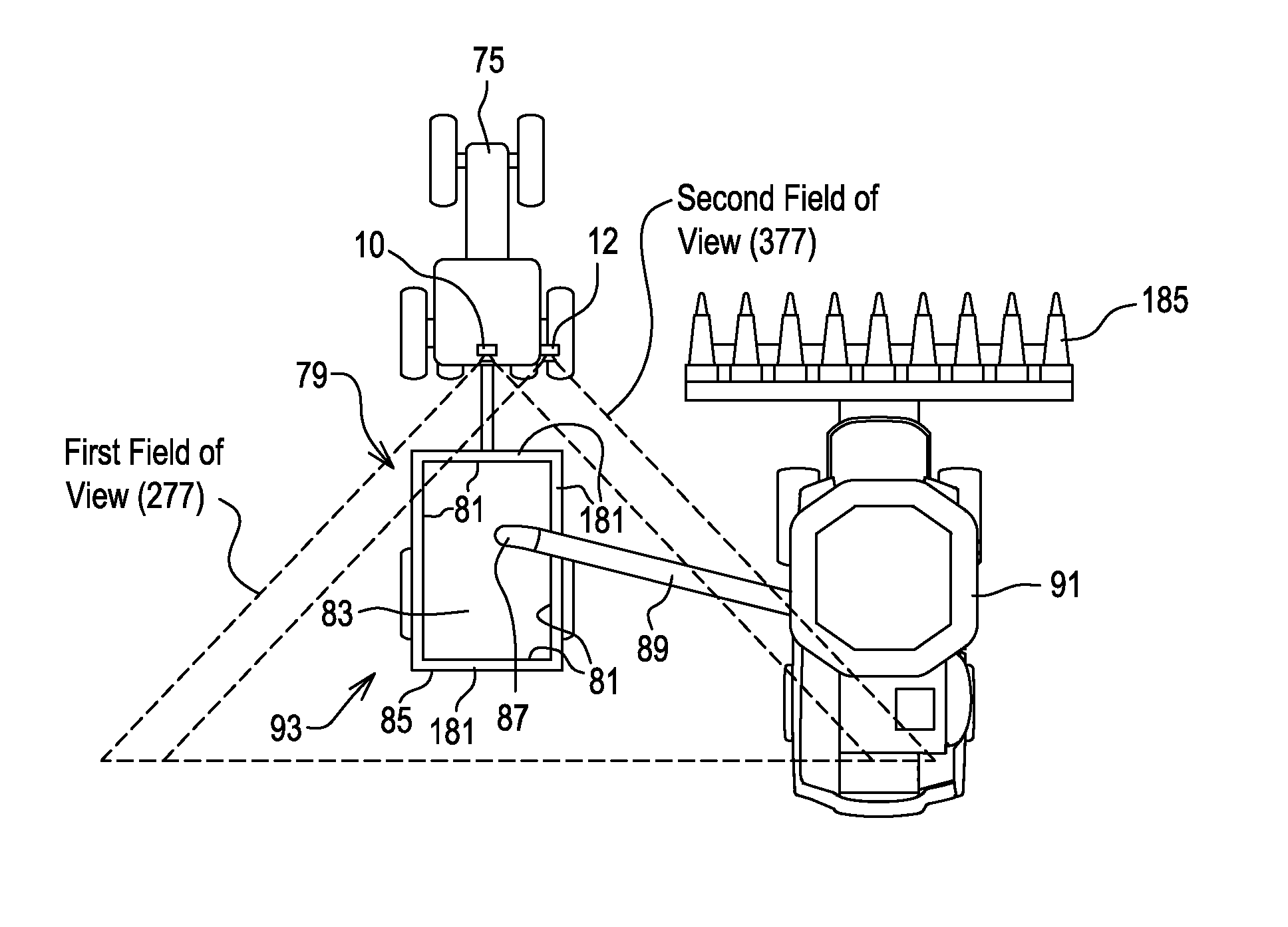 Method and stereo vision system for managing the unloading of an agricultural material from a vehicle