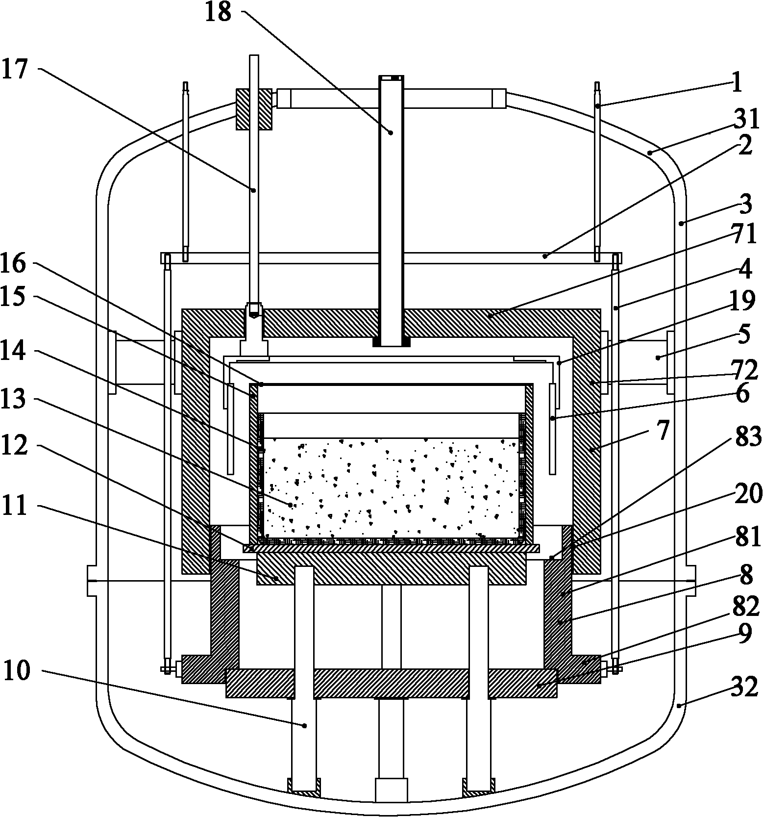 Thermal field structure of polysilicon ingot casting furnace
