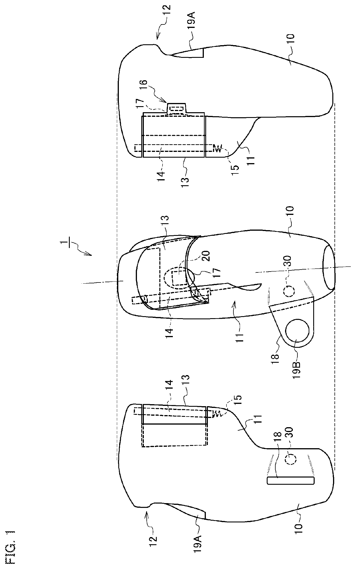 Grip-type electrocardiographic measuring device