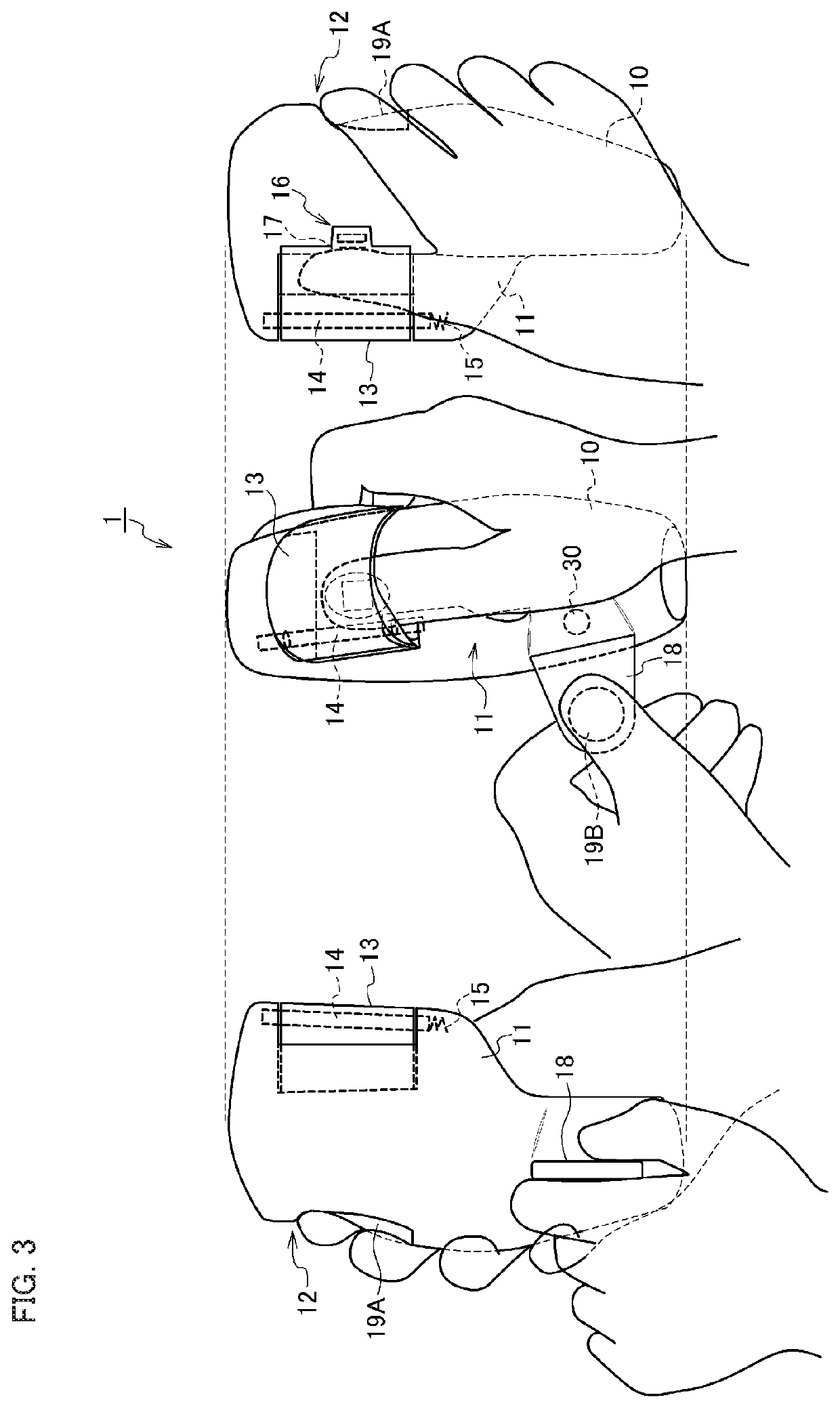 Grip-type electrocardiographic measuring device