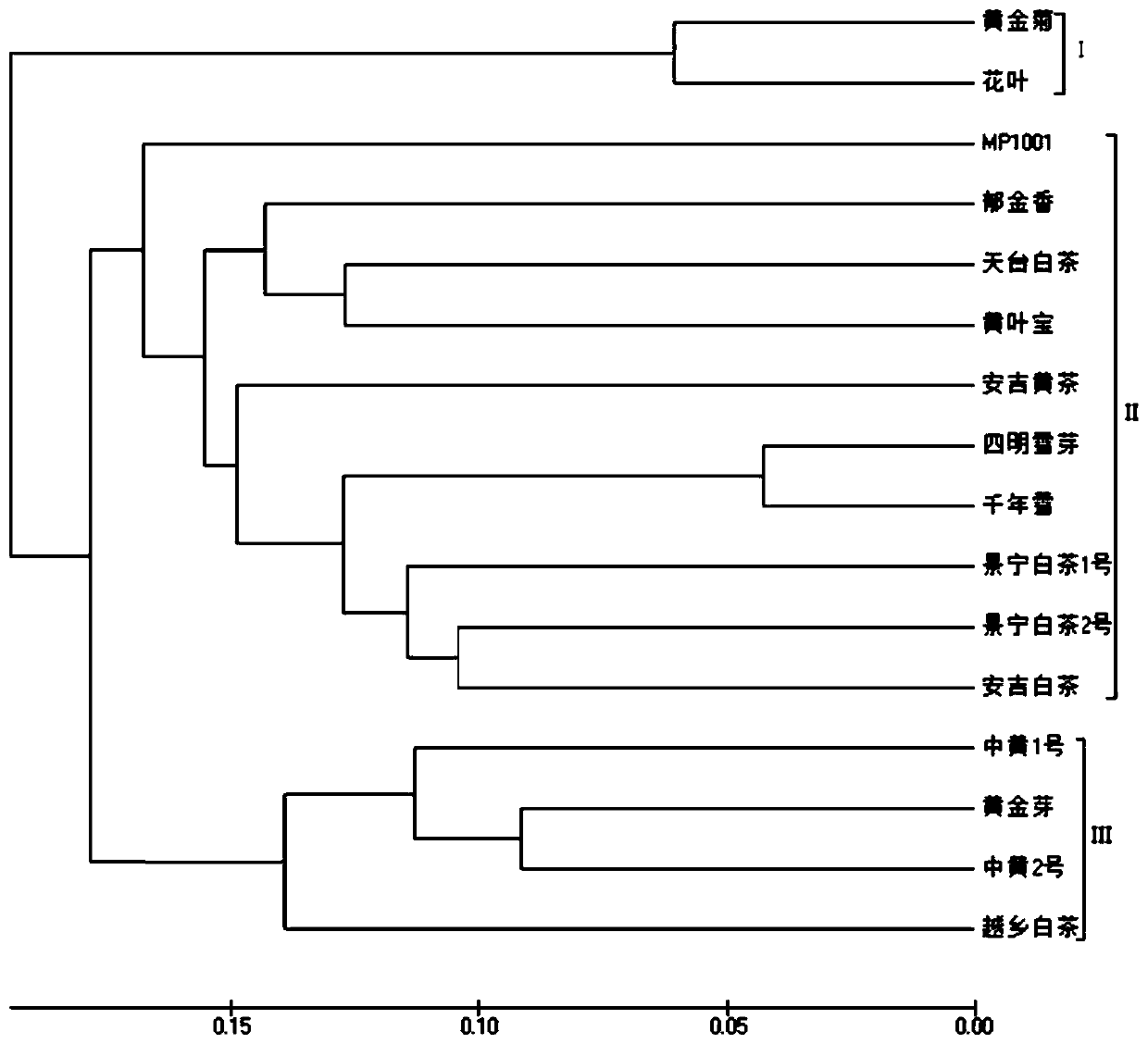 Molecular marker combinations, methods and applications for rapid identification of different albino tea tree varieties