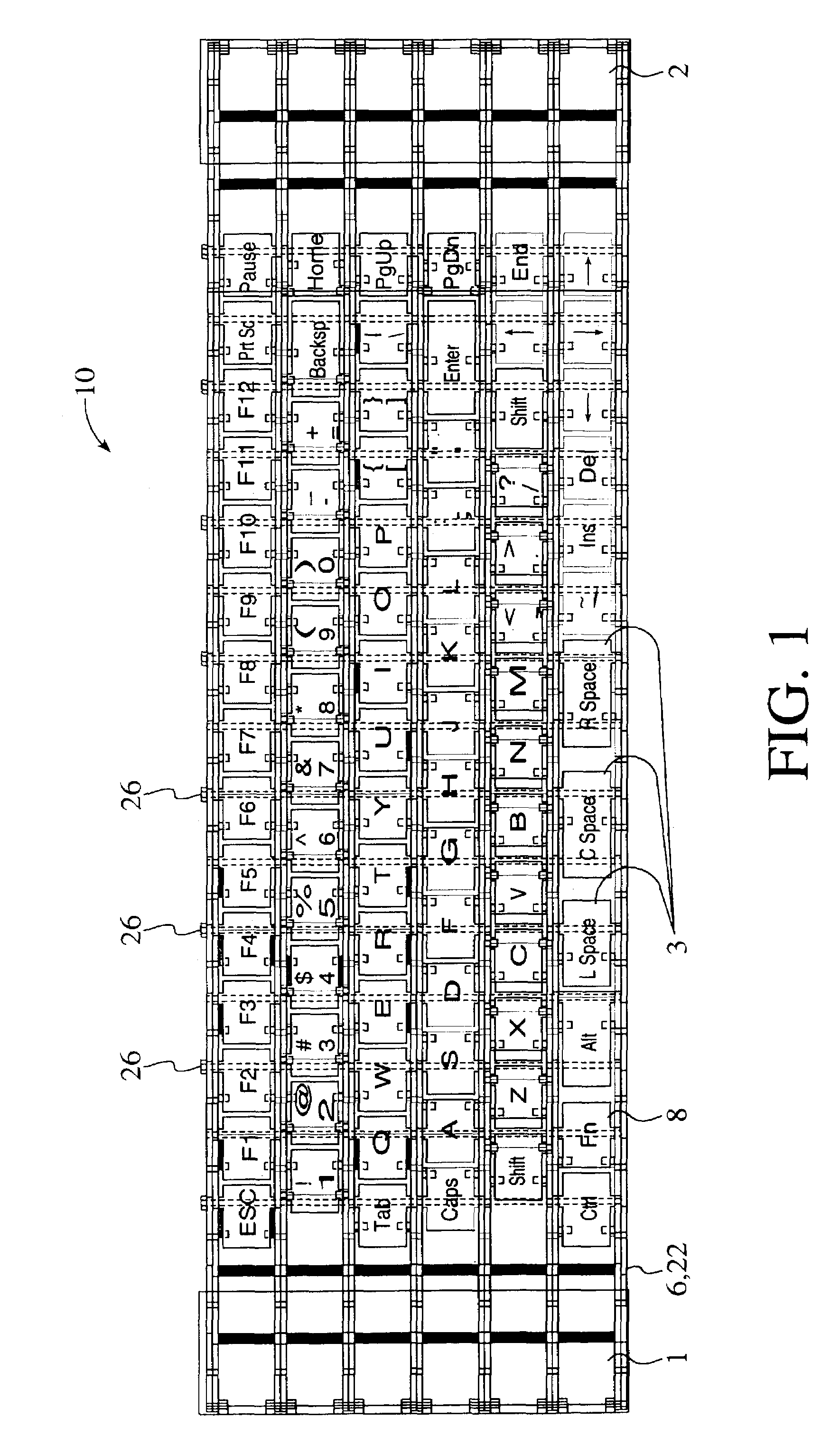 System and method for detecting key actuation in a keyboard
