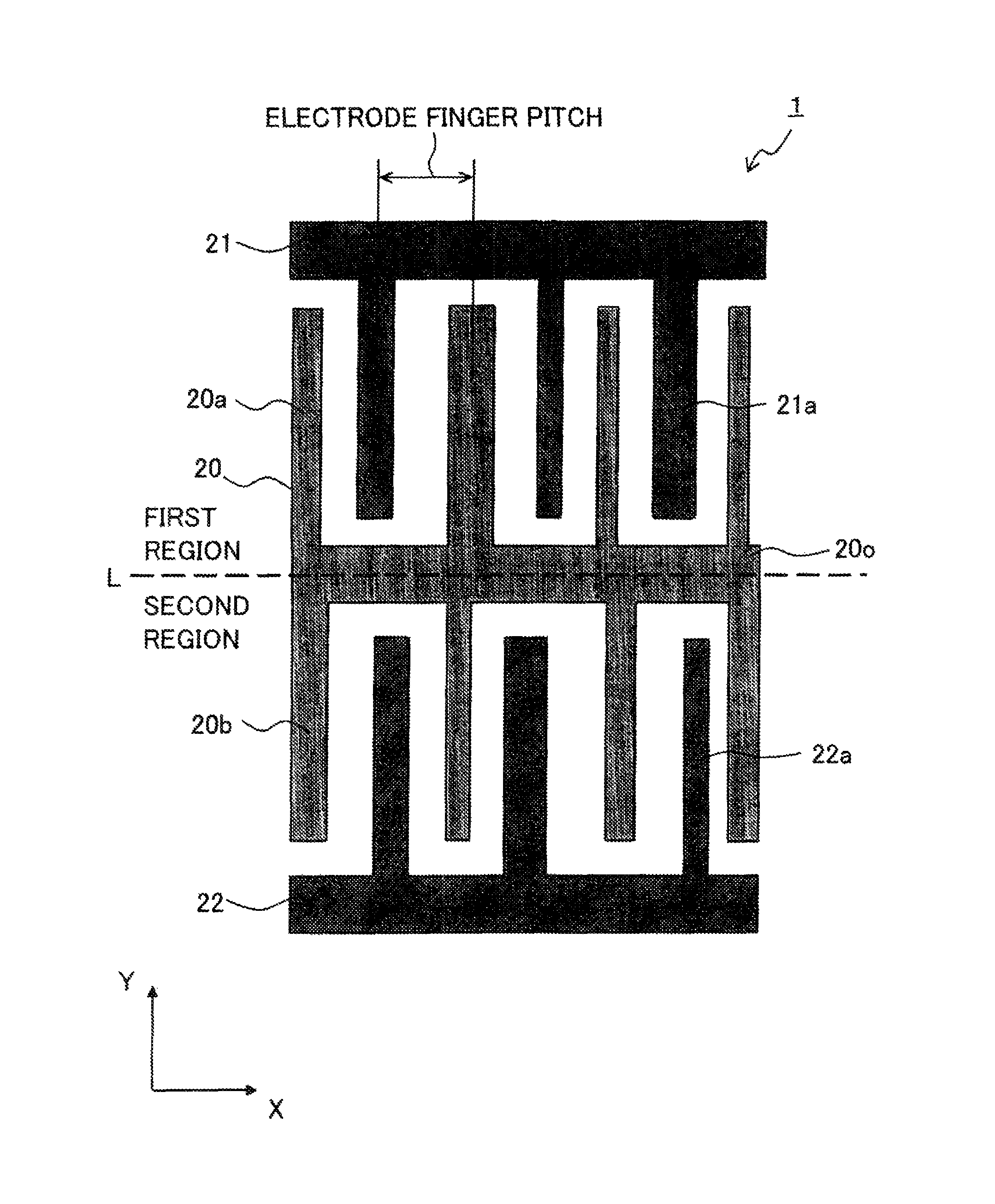 Surface acoustic wave device with IDT electrodes having different electrode finger pitches and communication apparatus using same