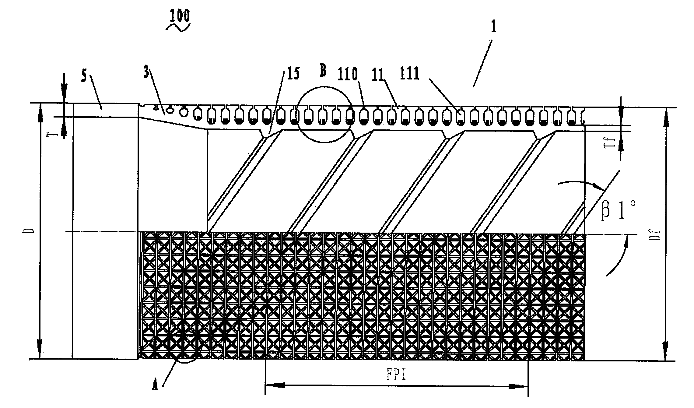 Flooded type evaporating heat-exchange copper tube for an electrical refrigeration unit