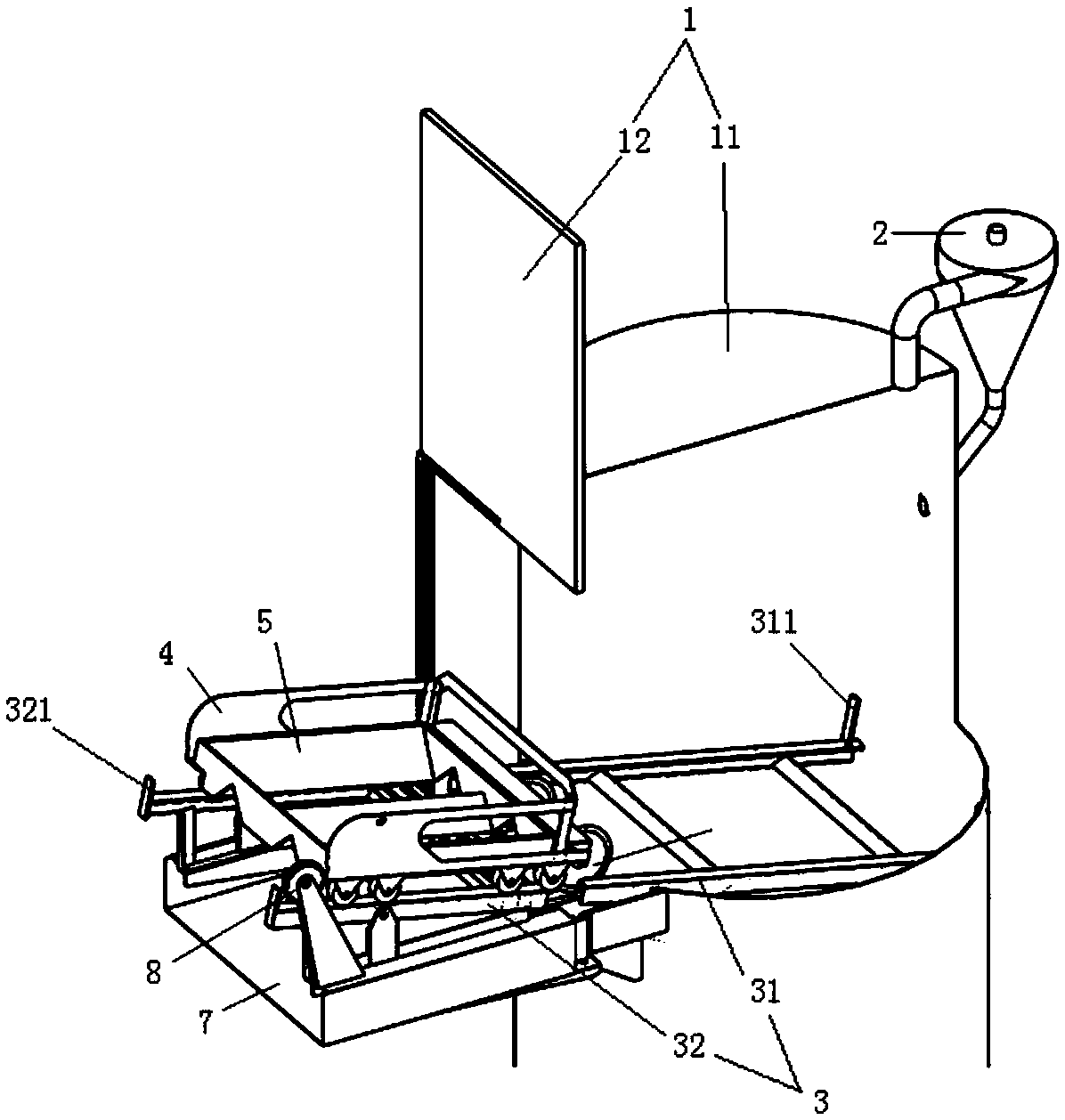 Material bag automatic scratching feeding device