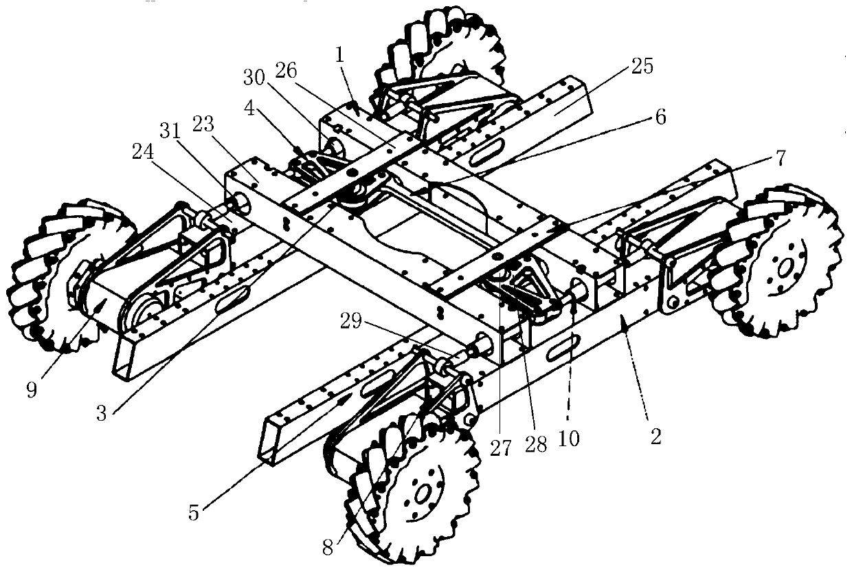 Self-adaptive suspension chassis system based on mechanical connecting rod mechanism