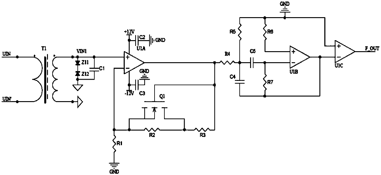 Universal voltage input power frequency signal frequency measurement system