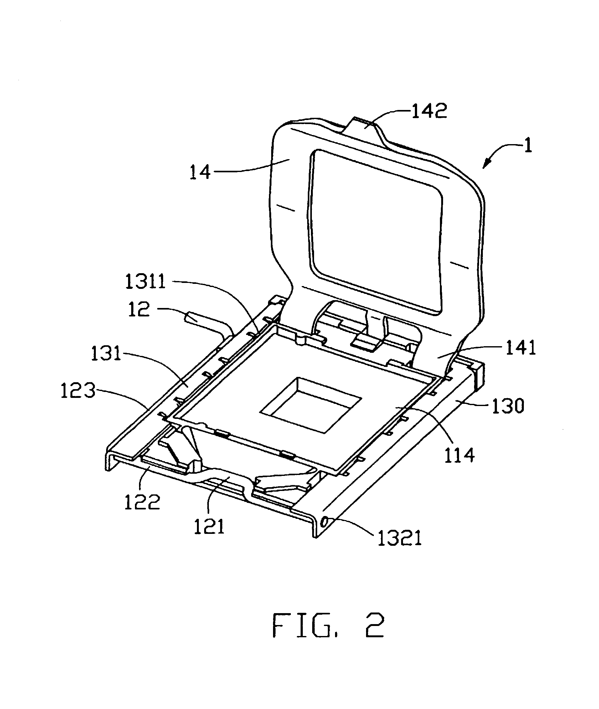 Land grid array connector assembly having a stiffener with pivot bores