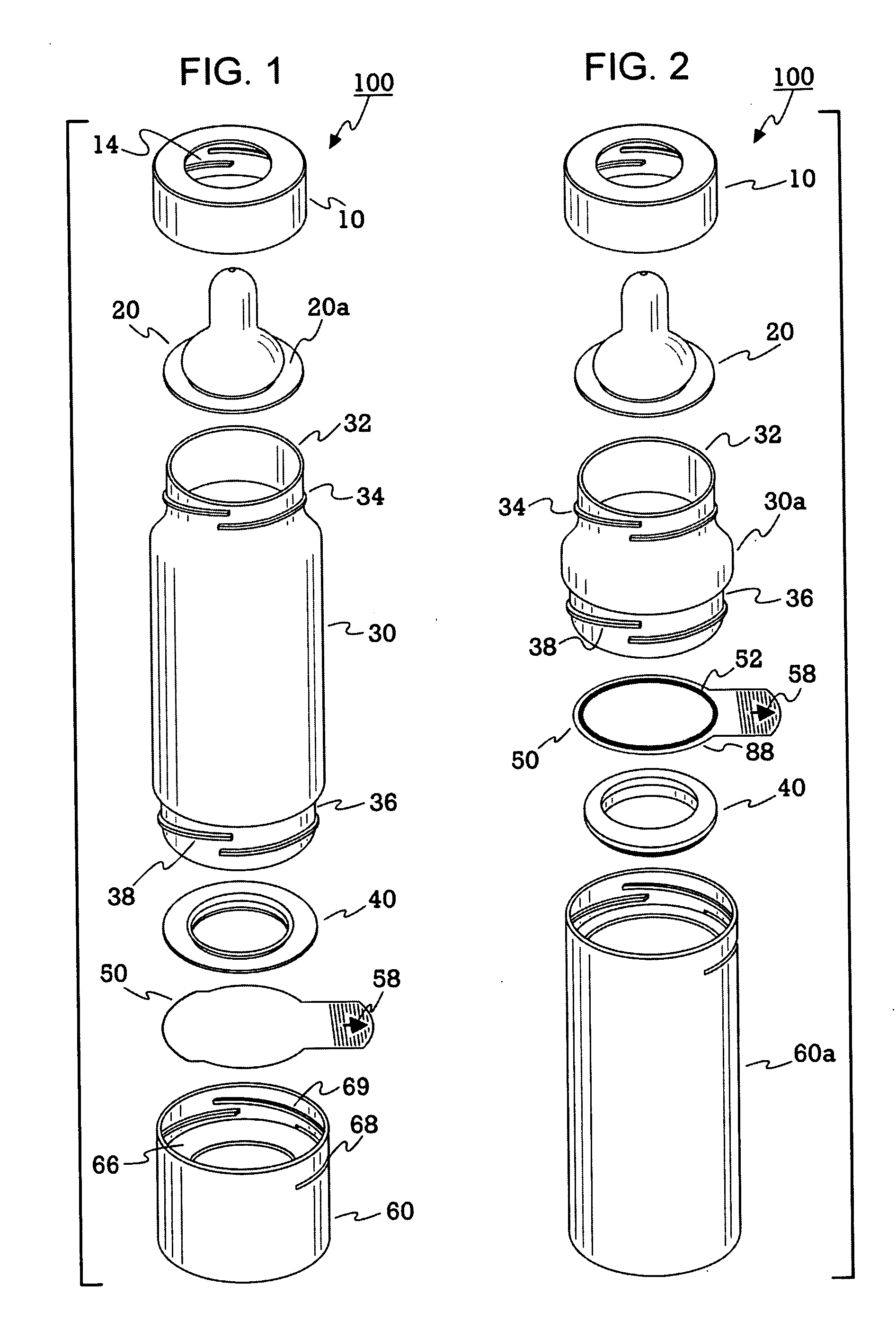 Multi-chambered container for storing and mixing a first and second substance into a composition