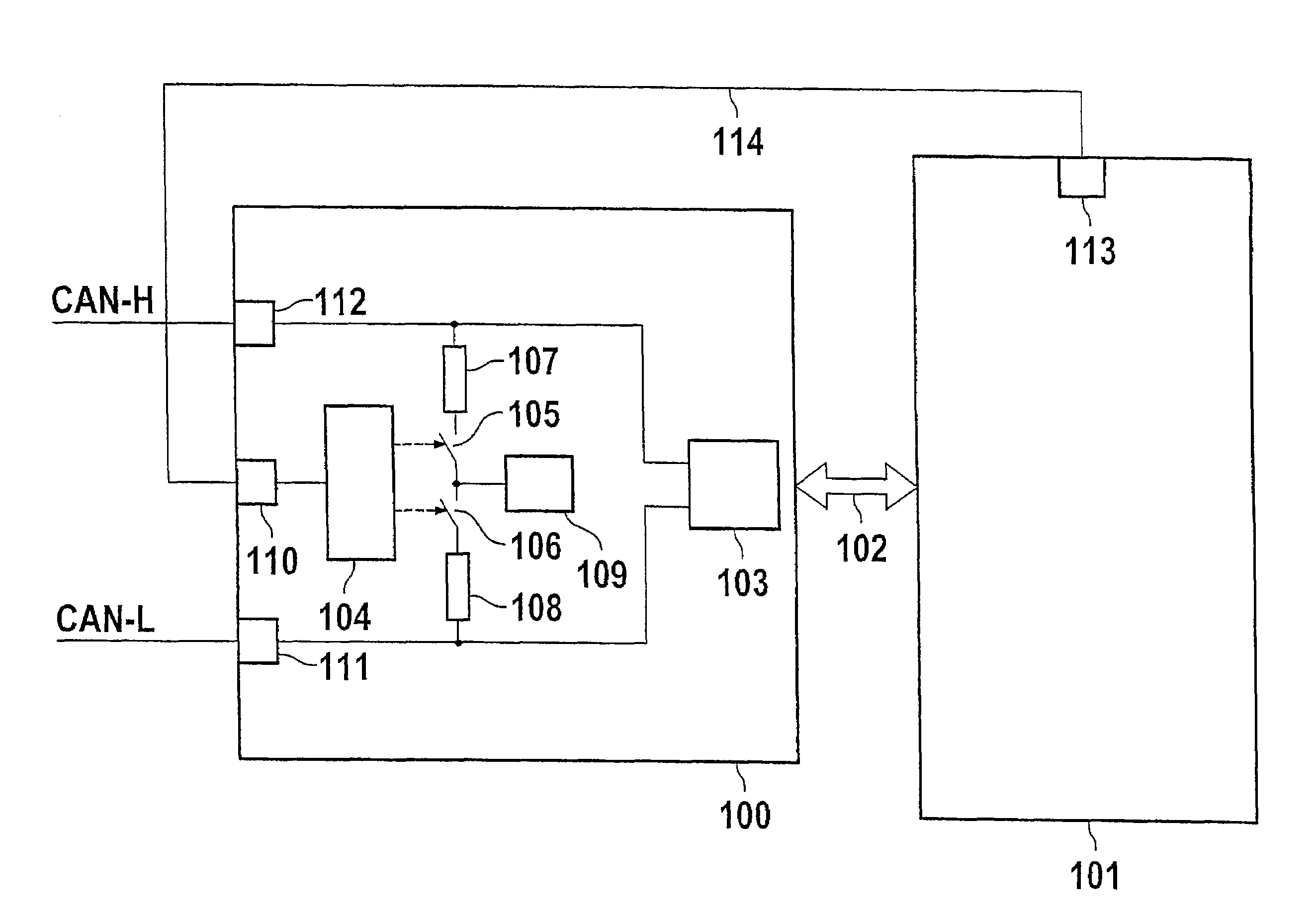 Device for a line termination of two-wire lines