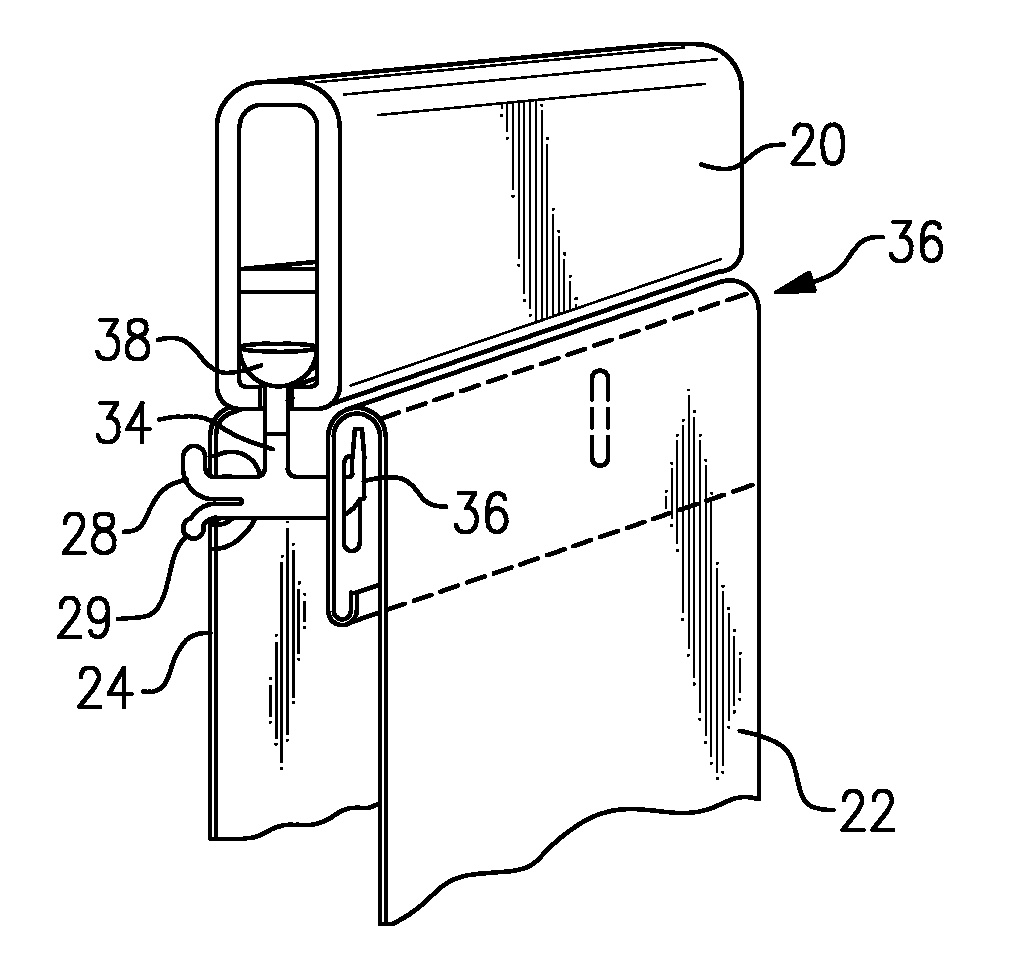 Shower curtain rail and glide assembly