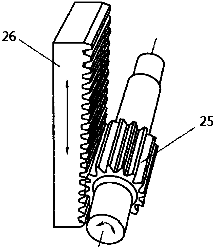 Bearing test device capable of loading alternating loads based on rack and pinion transmission mechanism