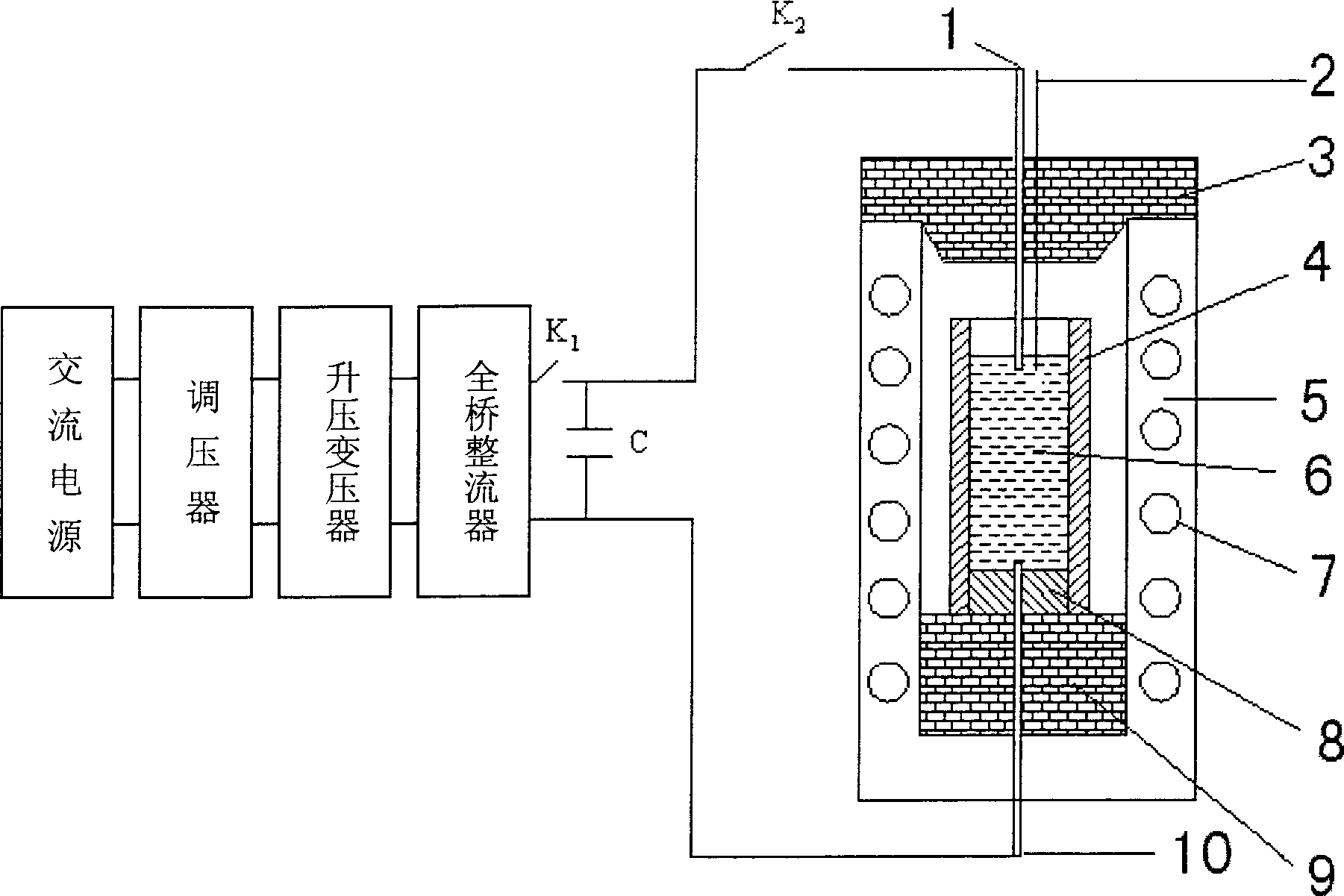 Production and special apparatus for low-voltage pulse electric field of non tree-like-crystal and semi-solid alloy