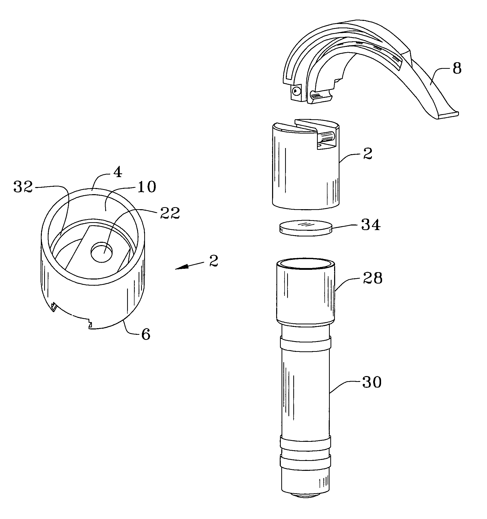 Battlefield laryngoscope adaptor cap for flashlight