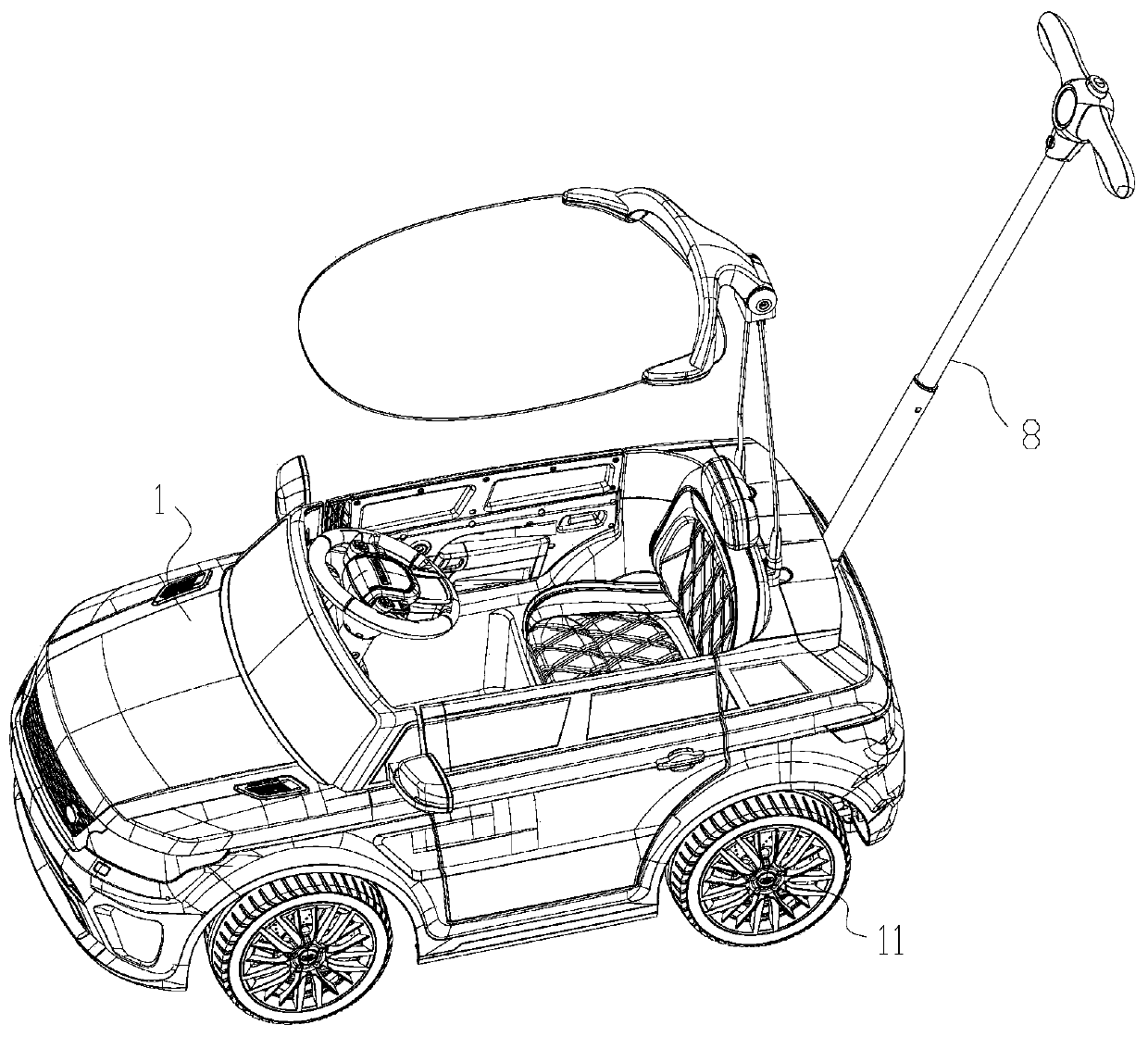 Electric baby carriage with disengaging and engaging structure