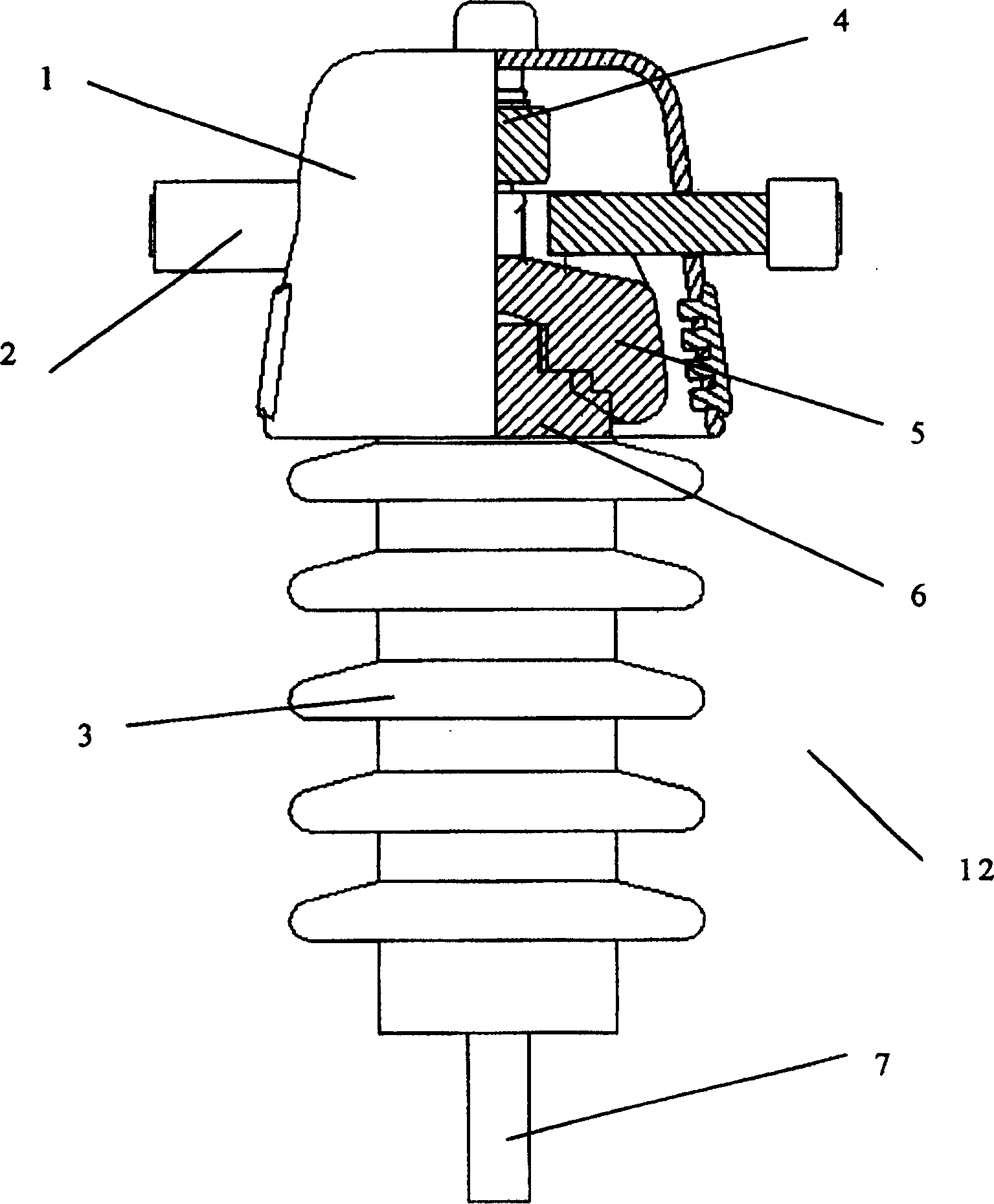 Compound post insulator for preventing broken wire of aerial insulated conductor caused by lightning strike