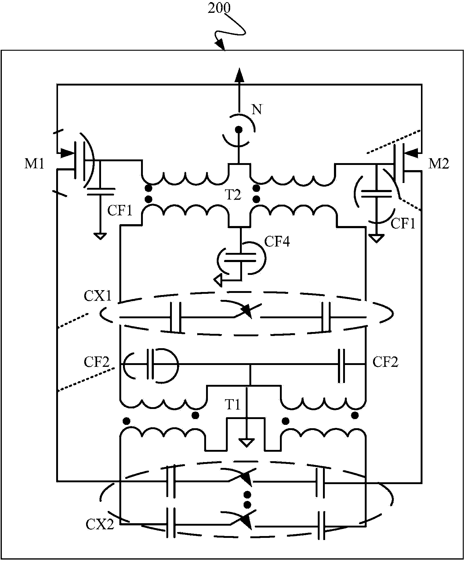 Lc oscillator with tail current source and transformer-based tank circuit