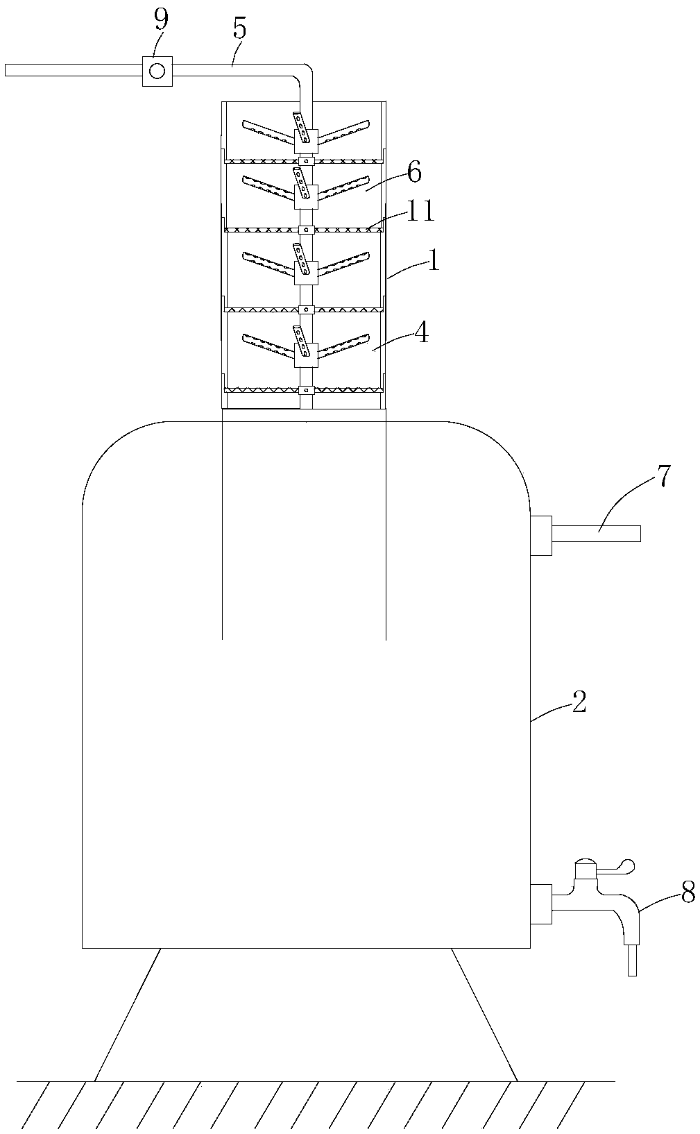 High-pressure water flow type separation device for multi-particle-diameter microplastics in deposits or soil