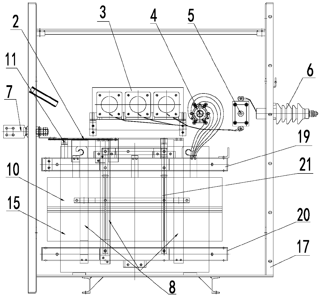 Double-split transformer wire outlet structure