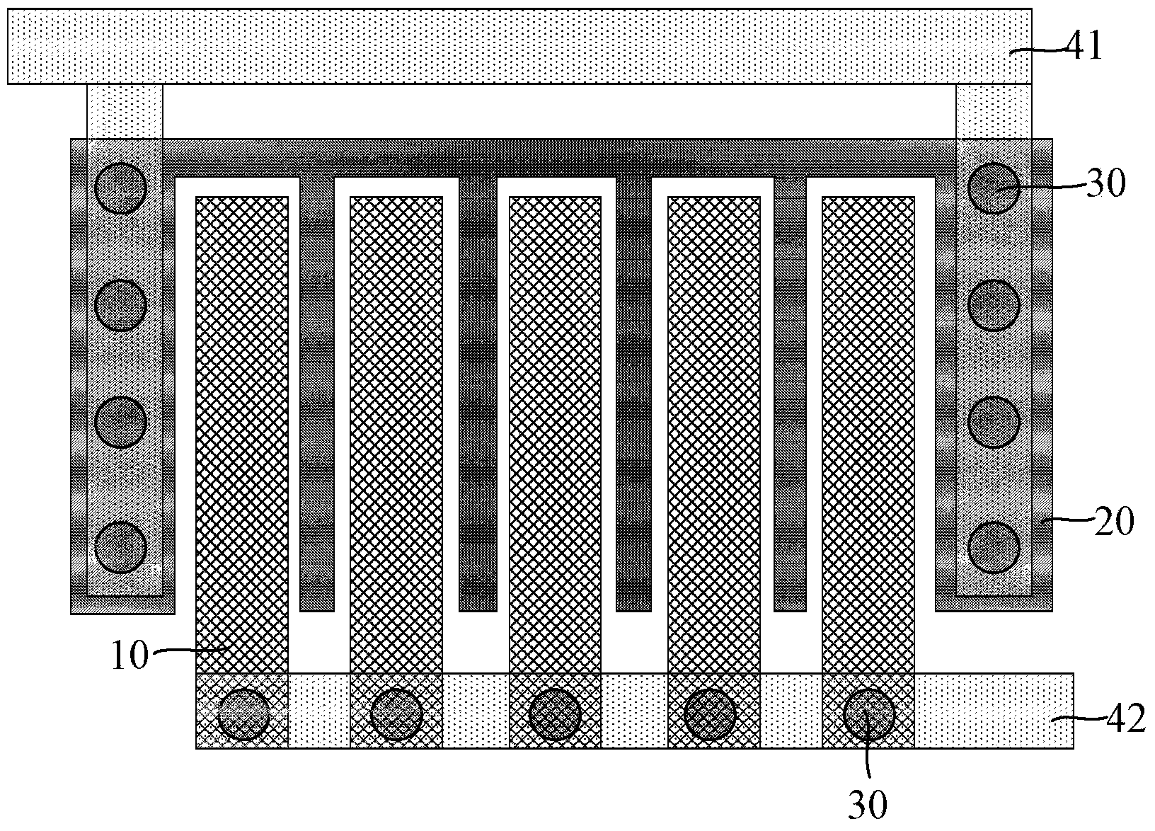 Test structure and method for monitoring electricity leakage of grid electrode