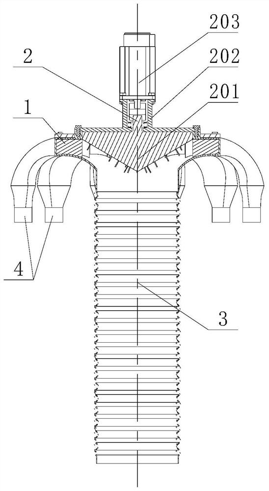 A pneumatic collection and row type granular fertilizer variable distribution device