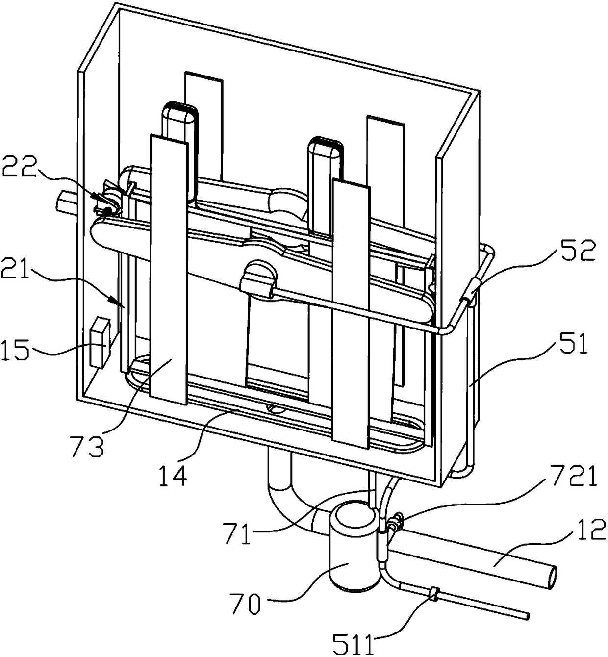 Spraying-angle-gradual-changing-type tool washing device with disinfection function