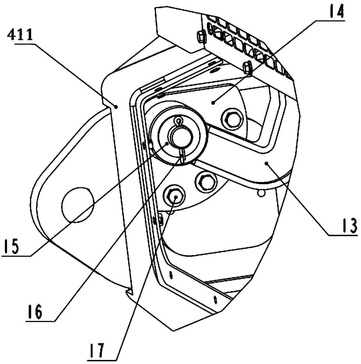 An articulated dump truck hood automatic opening and closing and locking system