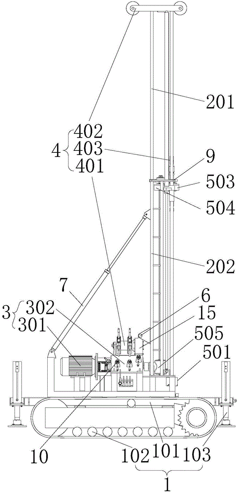 Folded type long-stroke drilling machine