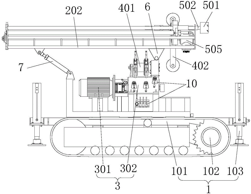 Folded type long-stroke drilling machine