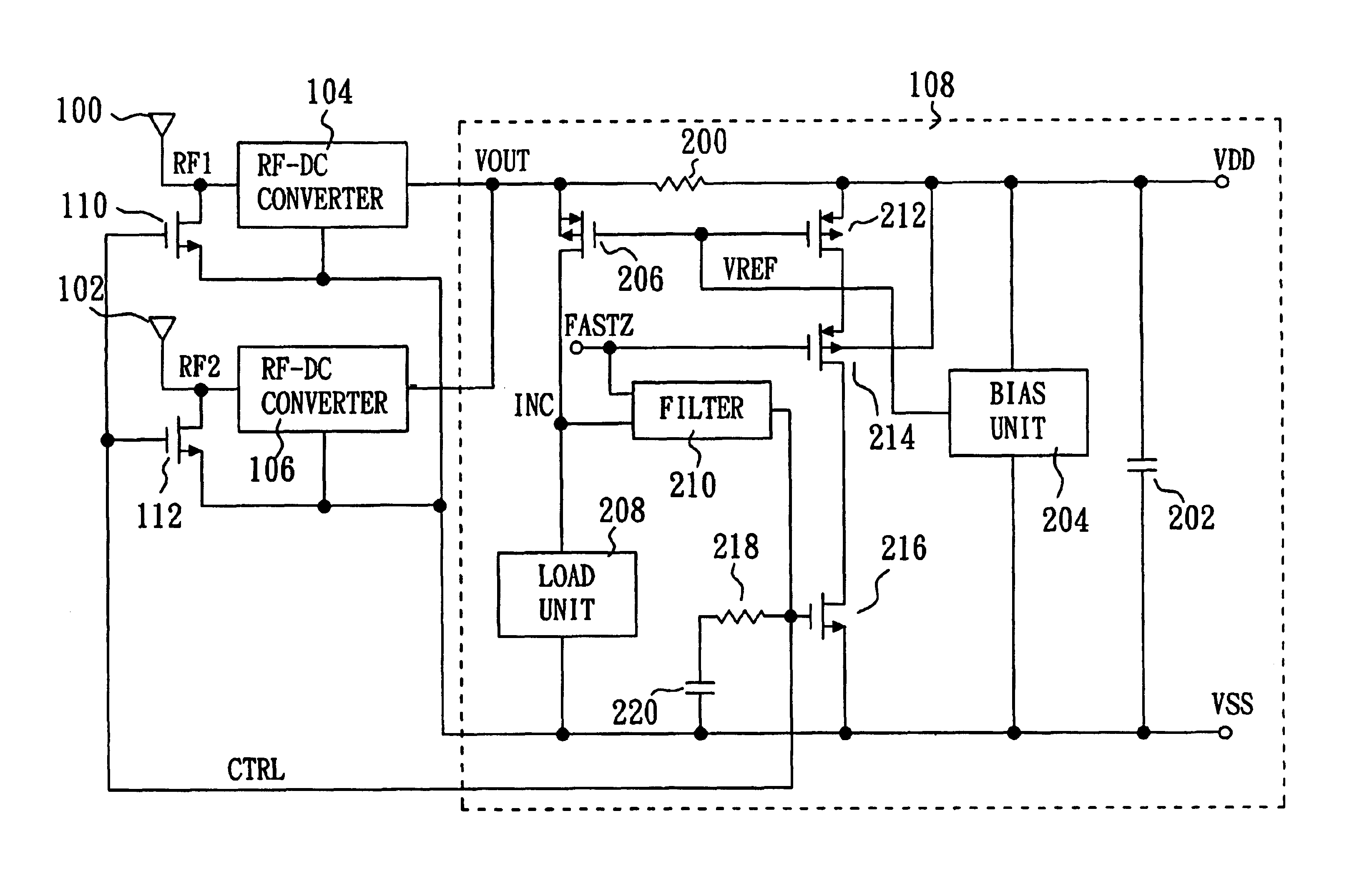 Radio frequency data communication device in CMOS process