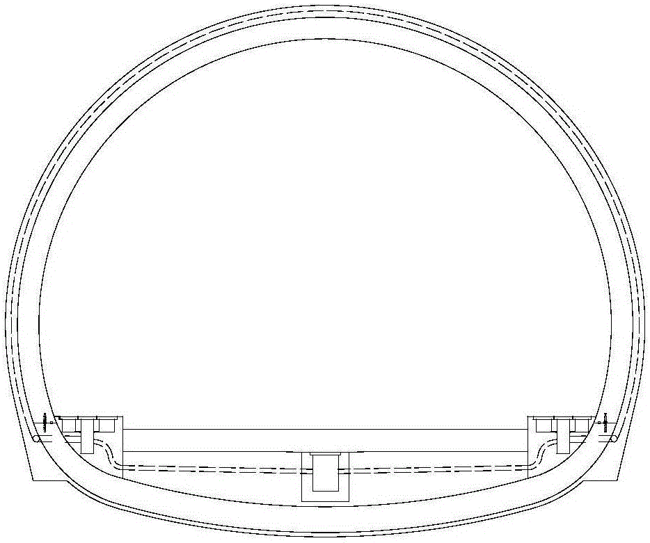 Box type tunnel-bottom composite arched tunnel lining structure with water drain function