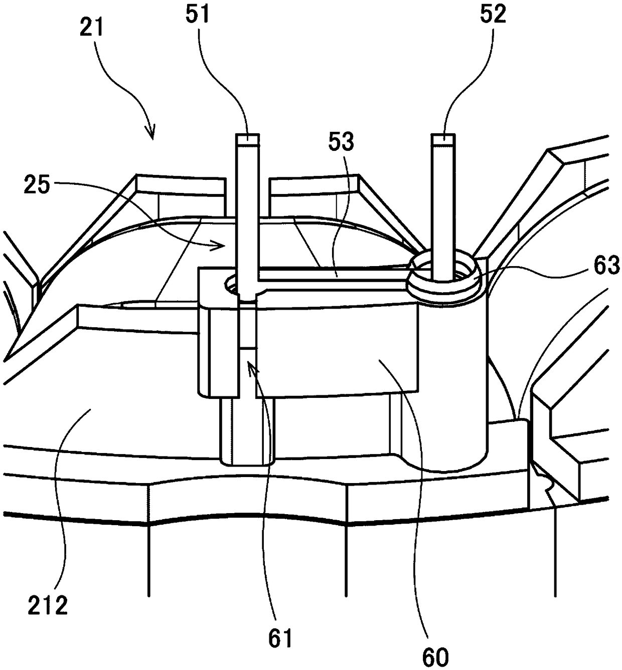 Stationary part and motor