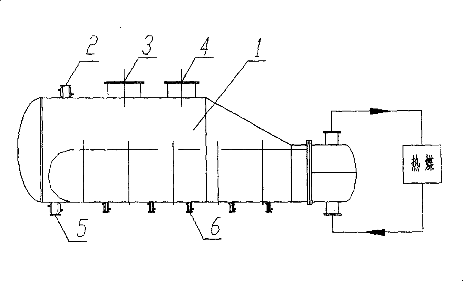 Reboiler for material of high viscosity,high solidifying point and intensified heat sensitivity