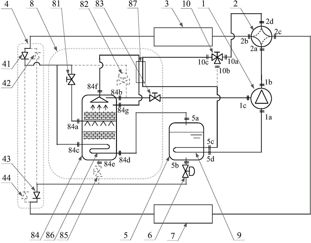 Rectifying tower type variable concentration non-azeotropic working medium hot pump system and running method
