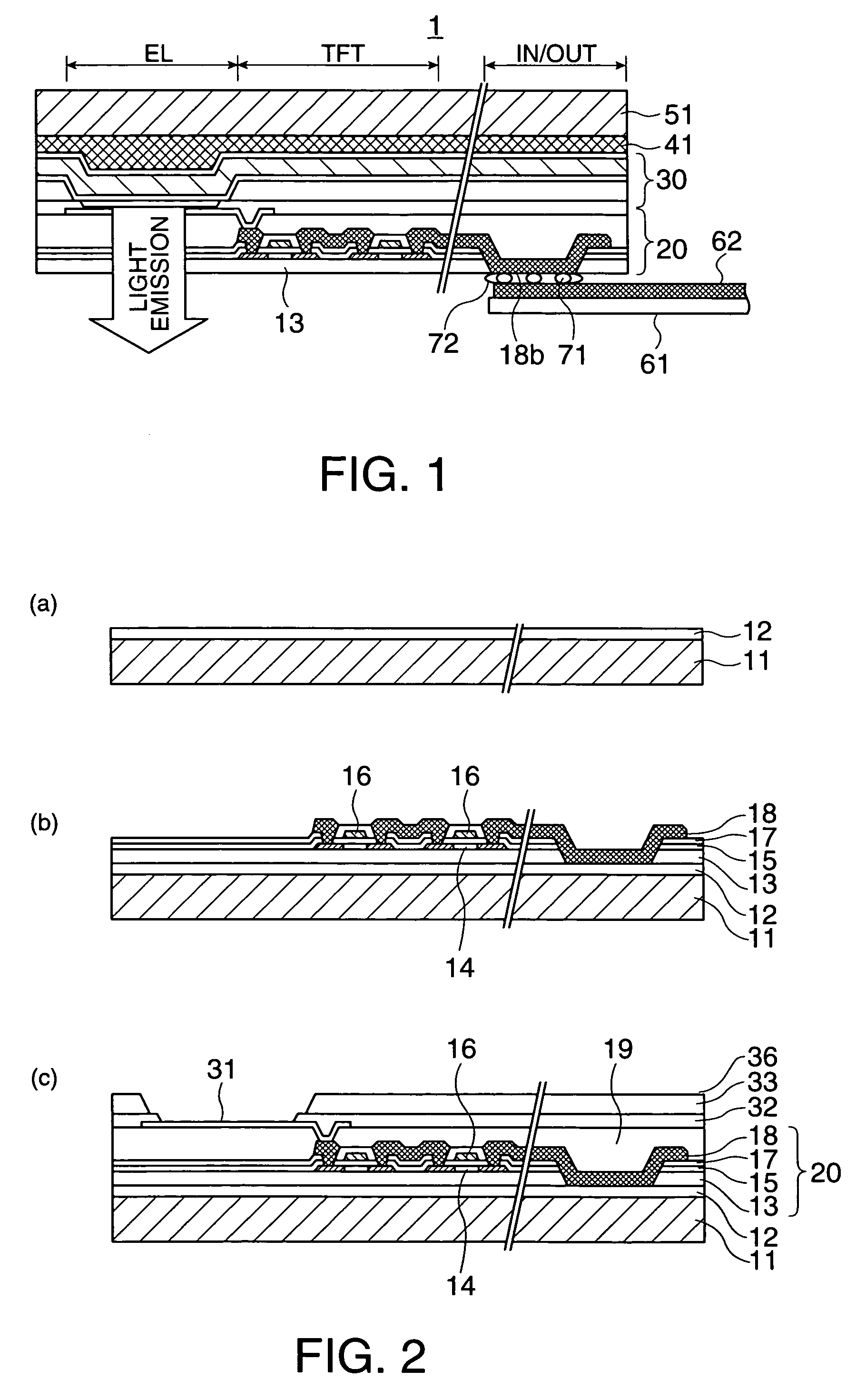 Organic EL display device, electronic equipment, and method for manufacturing the same