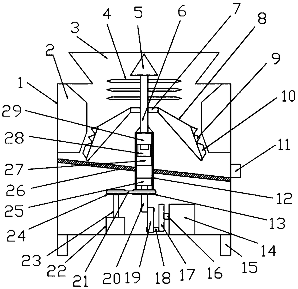Extrusion pulverizing device for biomass particle processing and biomass pulverizing system of extrusion pulverizing device