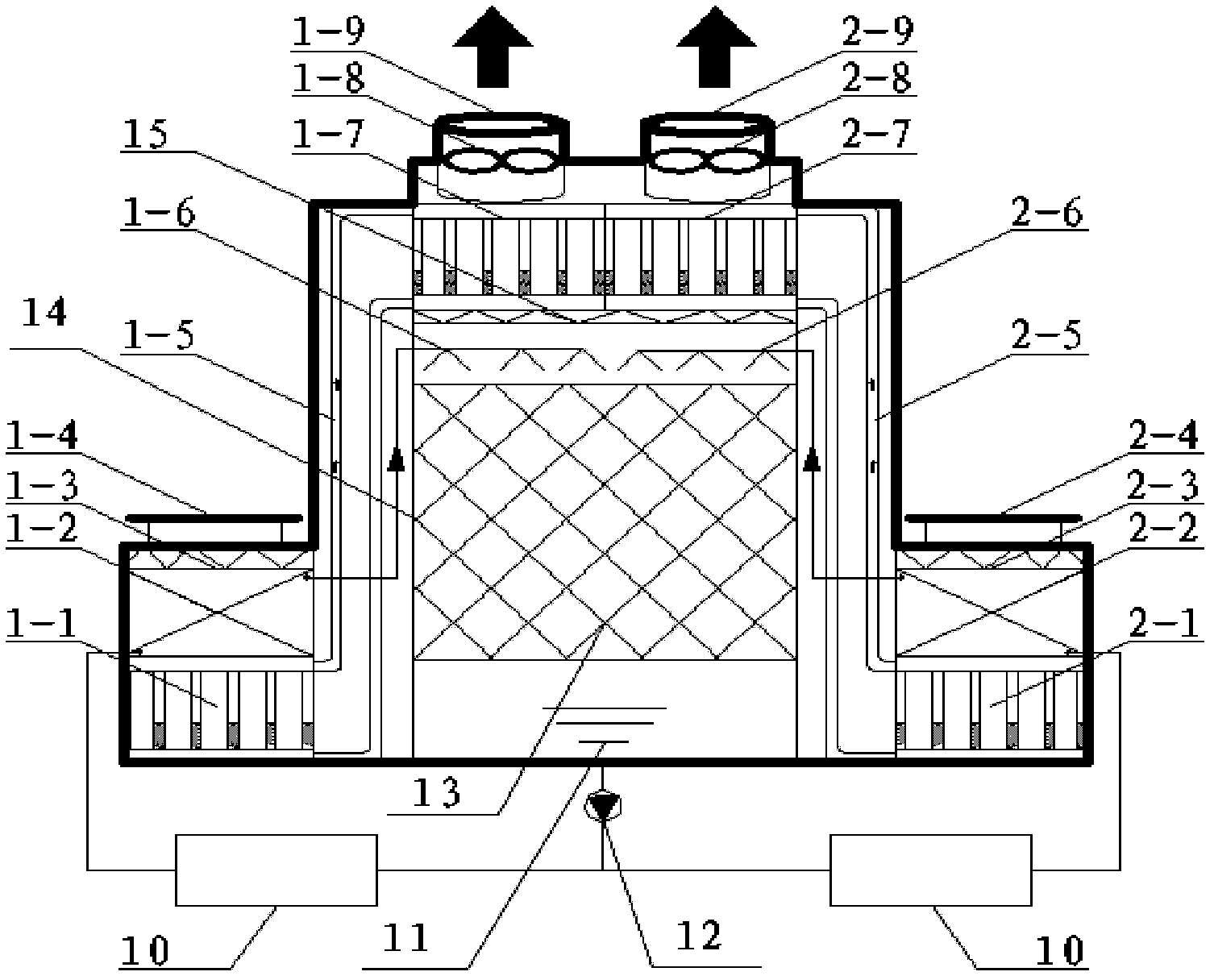 Evaporative cooling water chiller unit based on split heat pipe