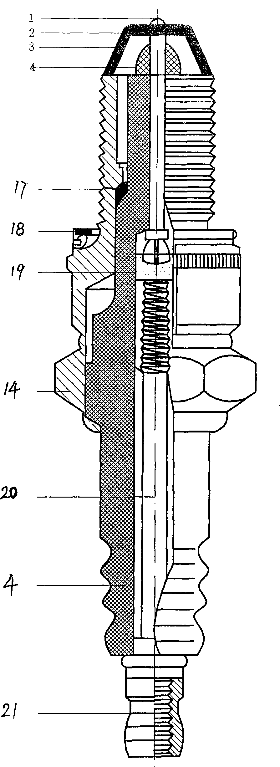 Improved discharging spark plug electrode structure along the surface