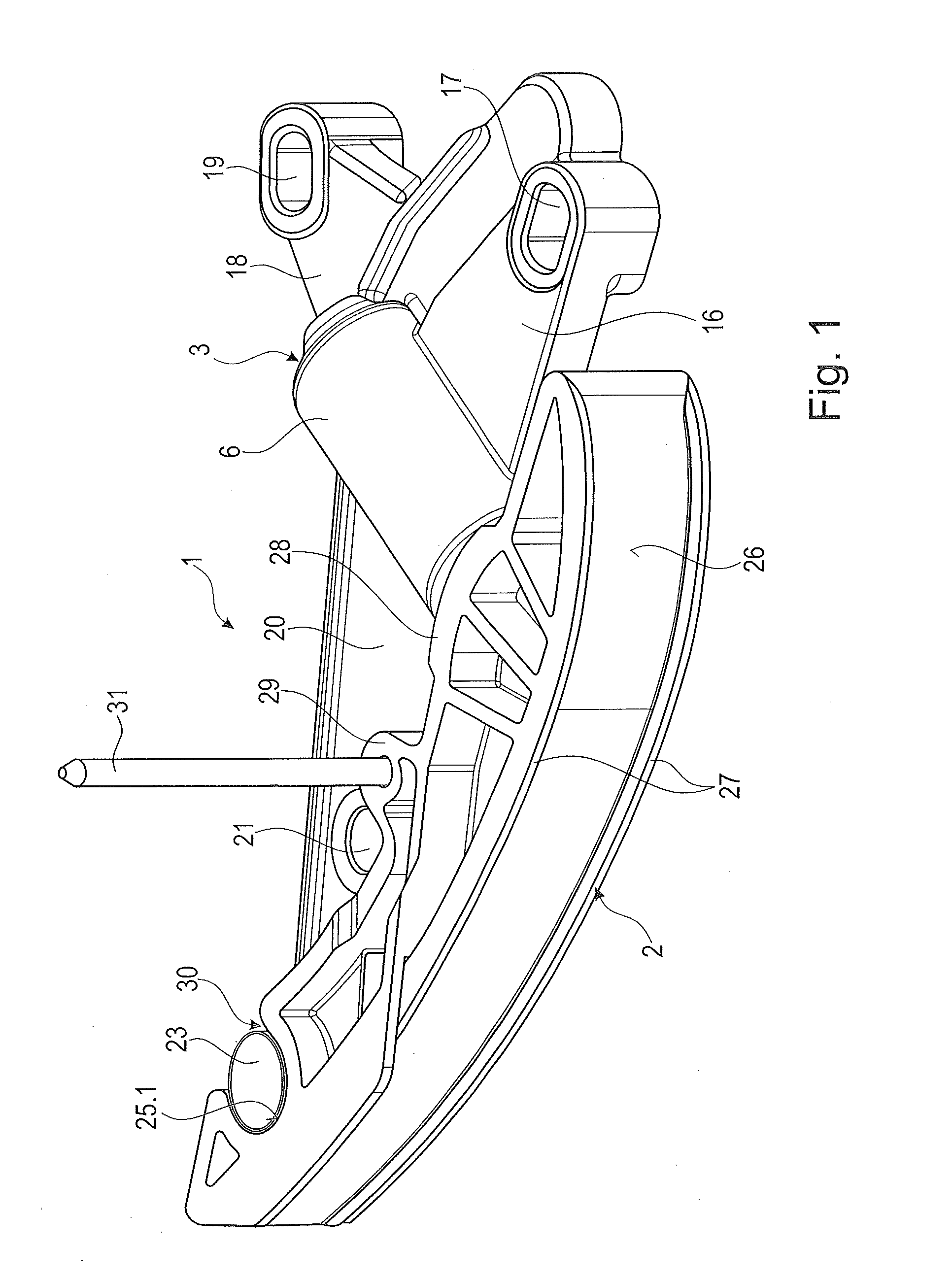 Tensioning rail with bayonet catch