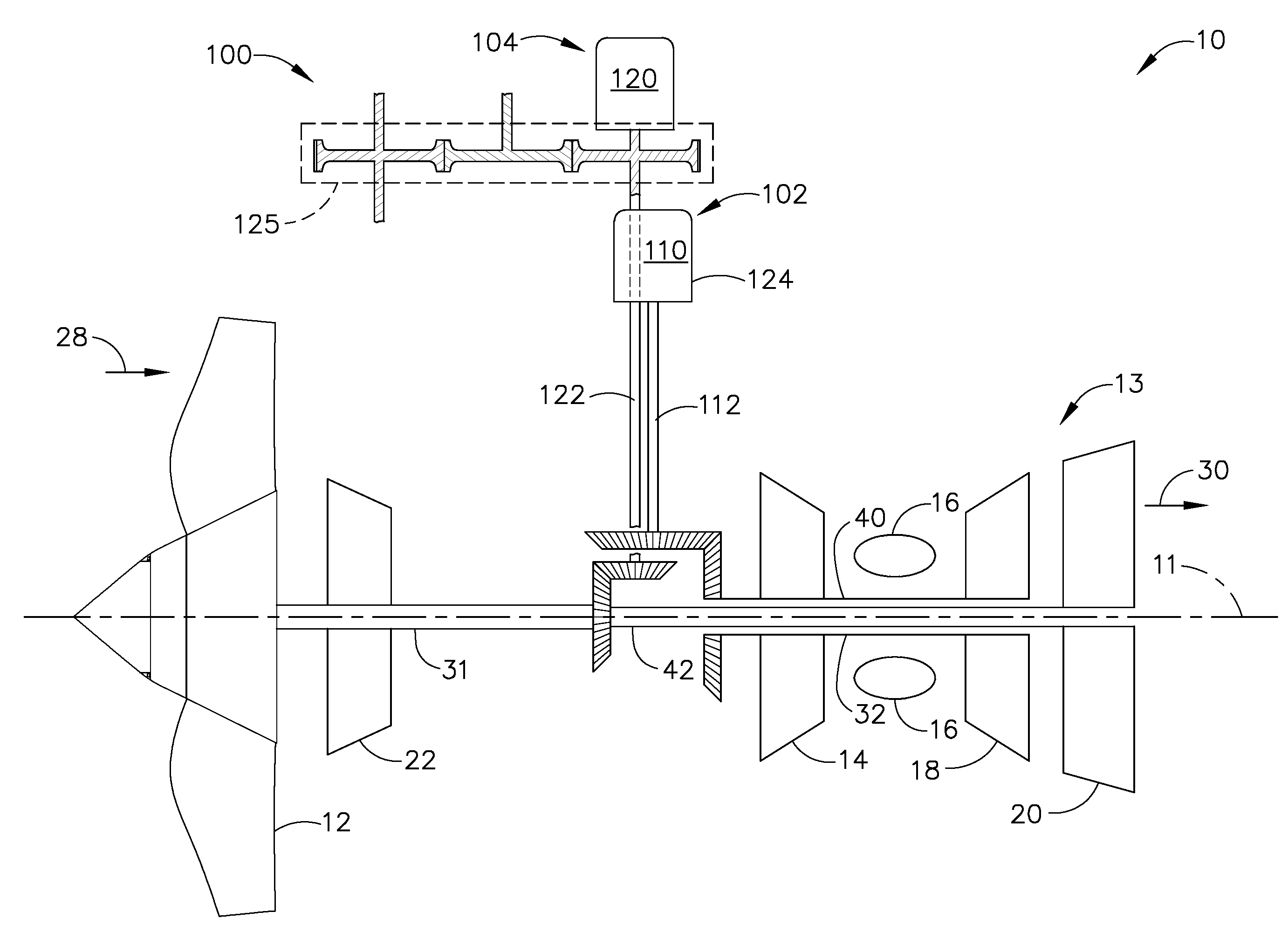 Power take-off system and gas turbine engine assembly including same