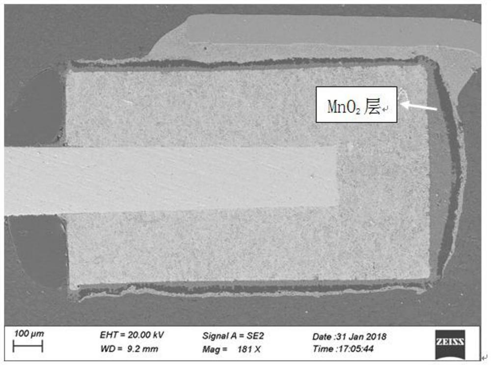 Chip tantalum capacitor and its cathode manganese dioxide layer quality control method