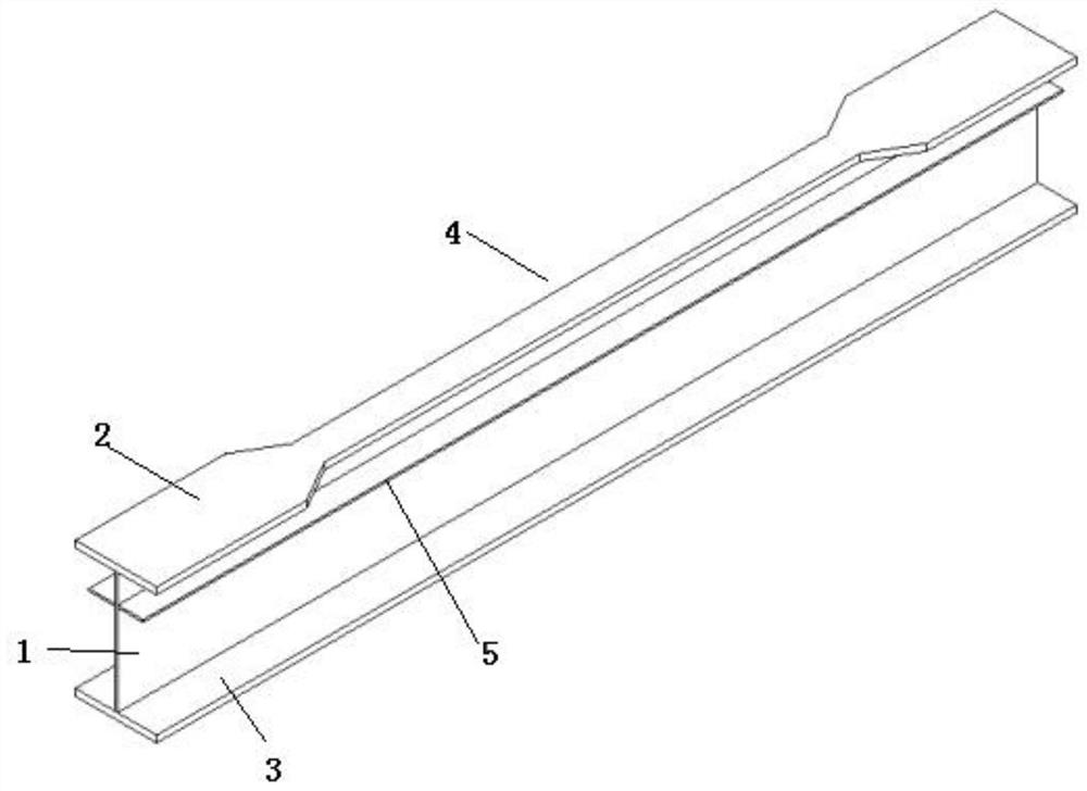 Notched steel beam with flange embedded in floor slab and floor slab structure and construction method