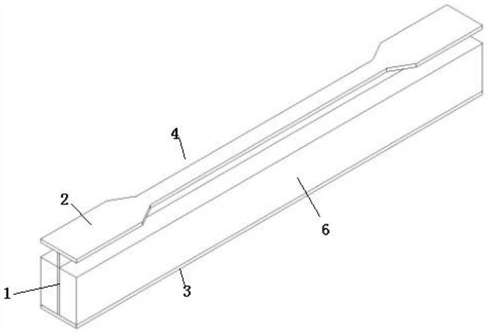 Notched steel beam with flange embedded in floor slab and floor slab structure and construction method