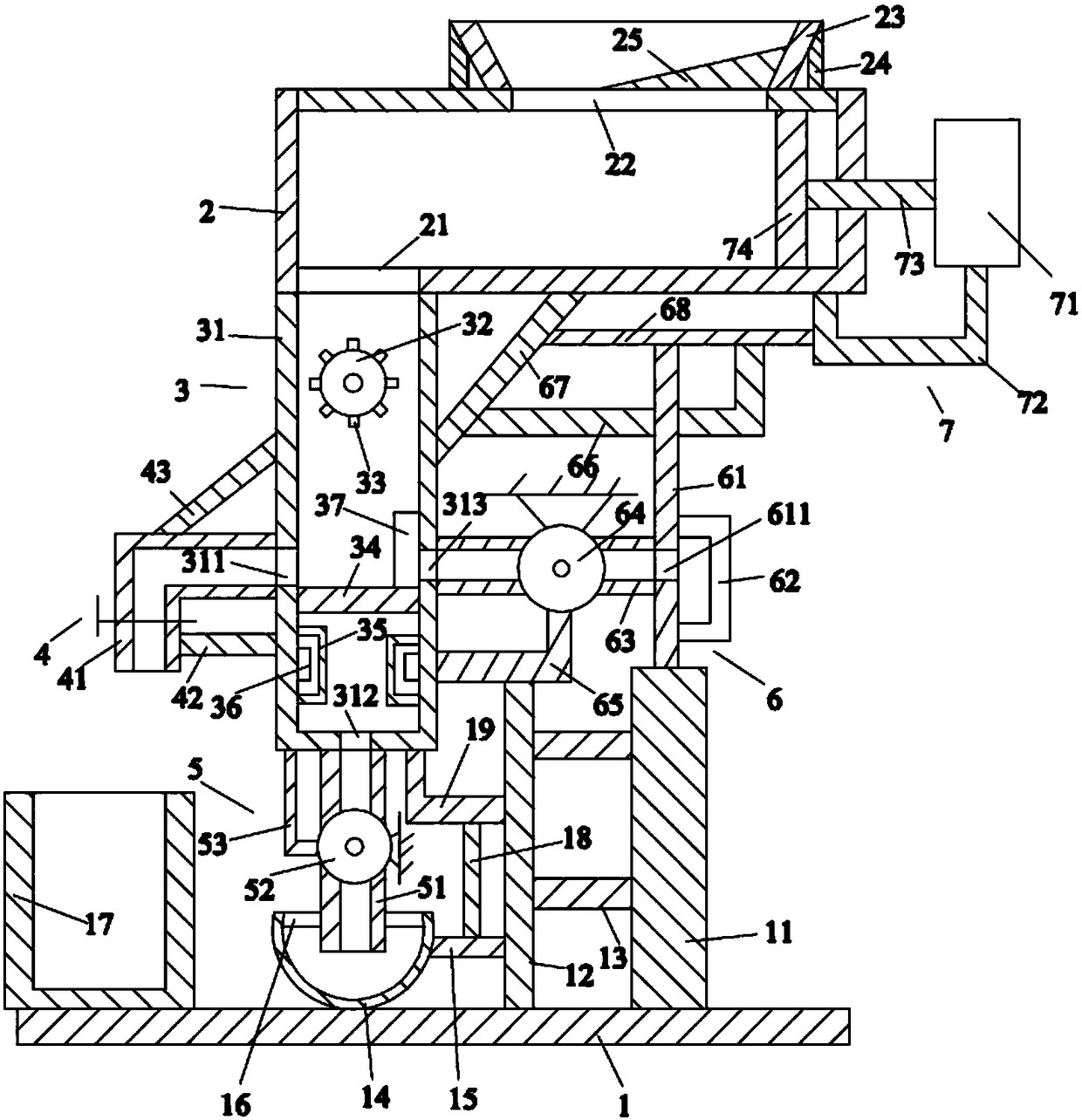 A countercurrent induced draft feed dryer