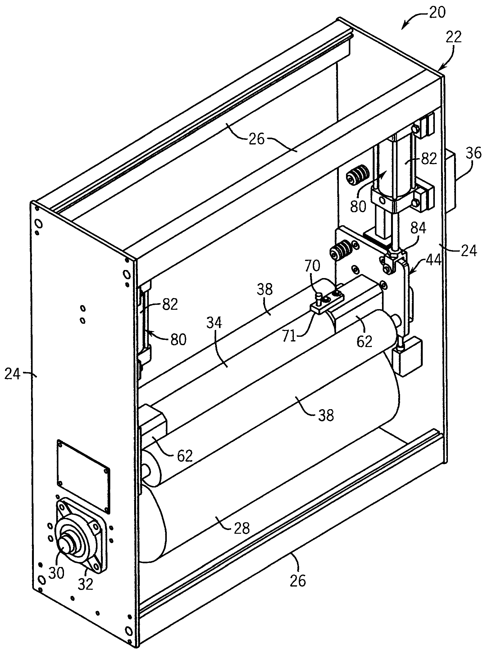Atmospheric treater with roller confined discharge chamber